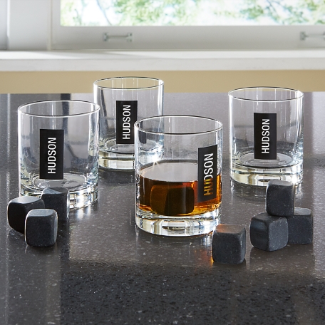 Double Old Fashioned Set + Whiskey Stones - Name/Initials