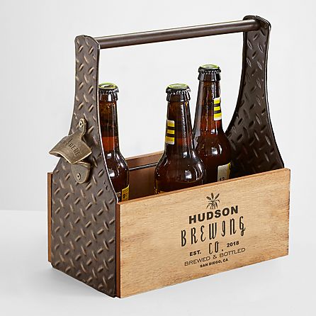 Barley Wooden Beer Holder Personal, Wooden Bottle Carrier