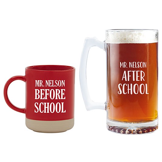Before & After School Red Coffee/Beer Mug Set