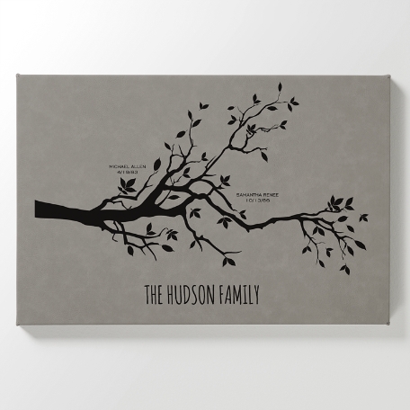 Our Family Milestones Leather Wall Art - Gray