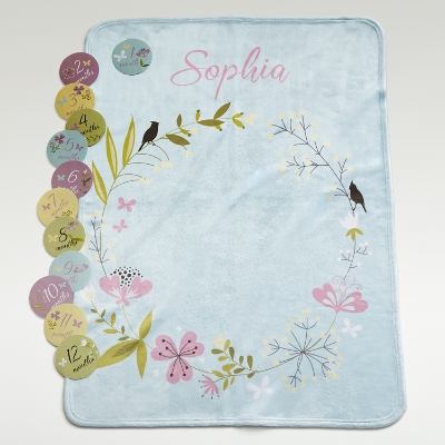 Baby Growth Floral Personalized Blanket - S