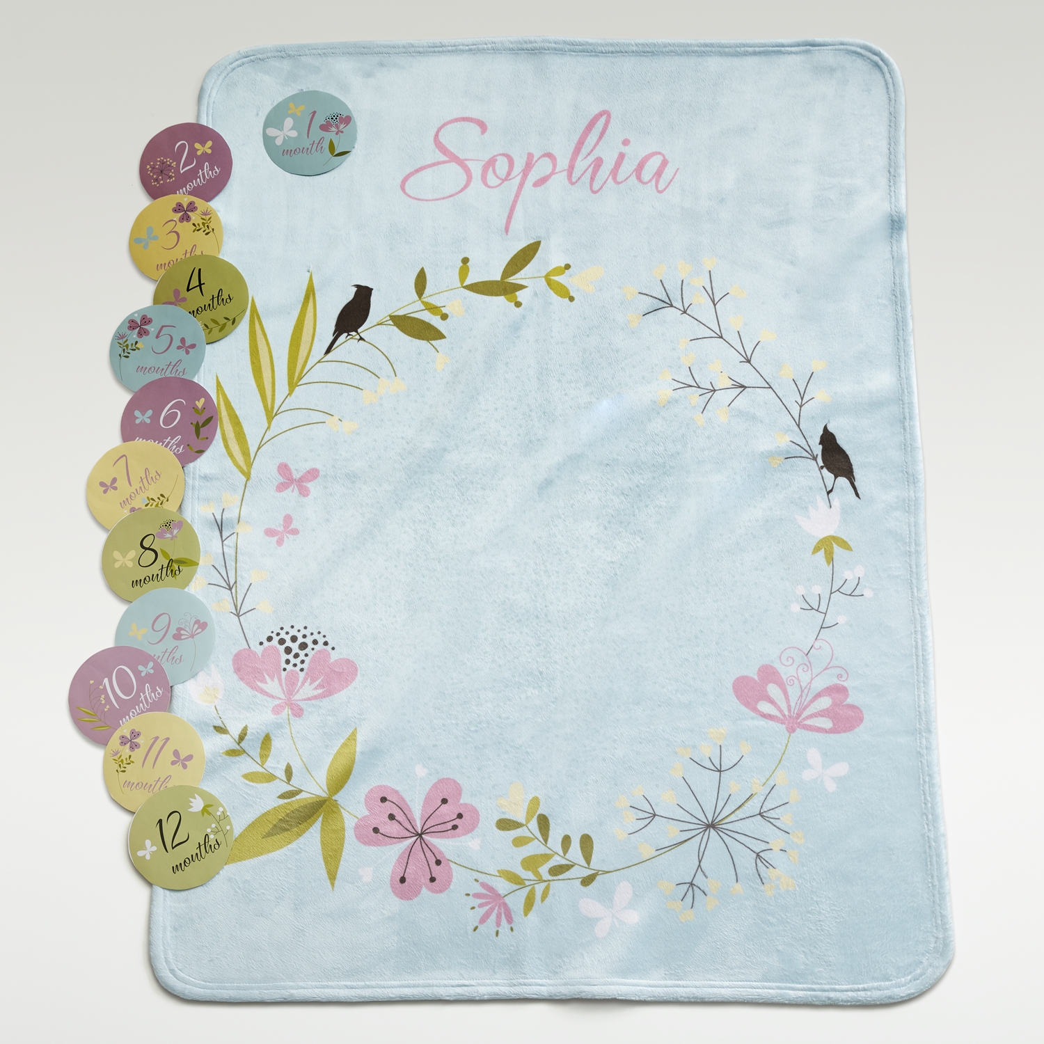 Baby Growth Floral Personalized Blanket - S