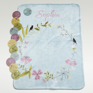 Baby Milestone Floral Blanket Set