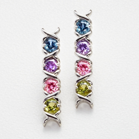 XO Birthstone Earrings - 3 Stones