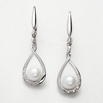 Timeless Diamond & Pearl Personalized Infinity Earrings