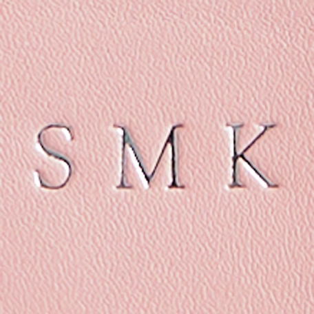 Monogram Leather Keychain - Blush - Silver Monogram