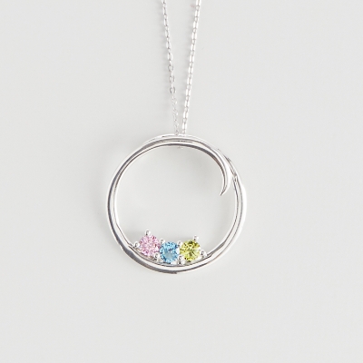 Personalized Family Birthstone Circle Necklace