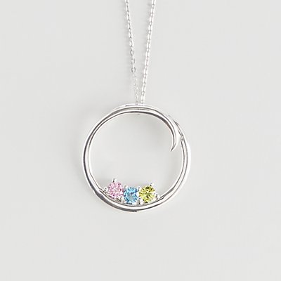 Customized Circle of Family Birthstone Necklace