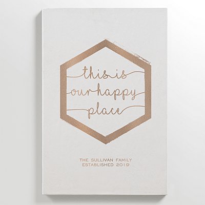 Our Happy Place Leather Wall Art - White