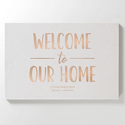 Welcome To Our Home Leather Wall Art - White