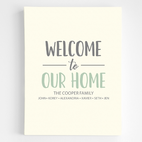 Welcome To Our Home Premium Canvas Wall Art - Ivory 12x16