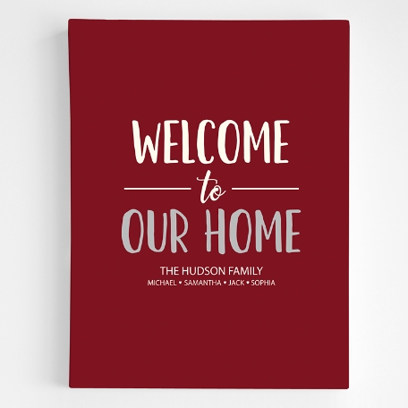 Welcome To Our Home Premium Canvas Wall Art - Red 12x16