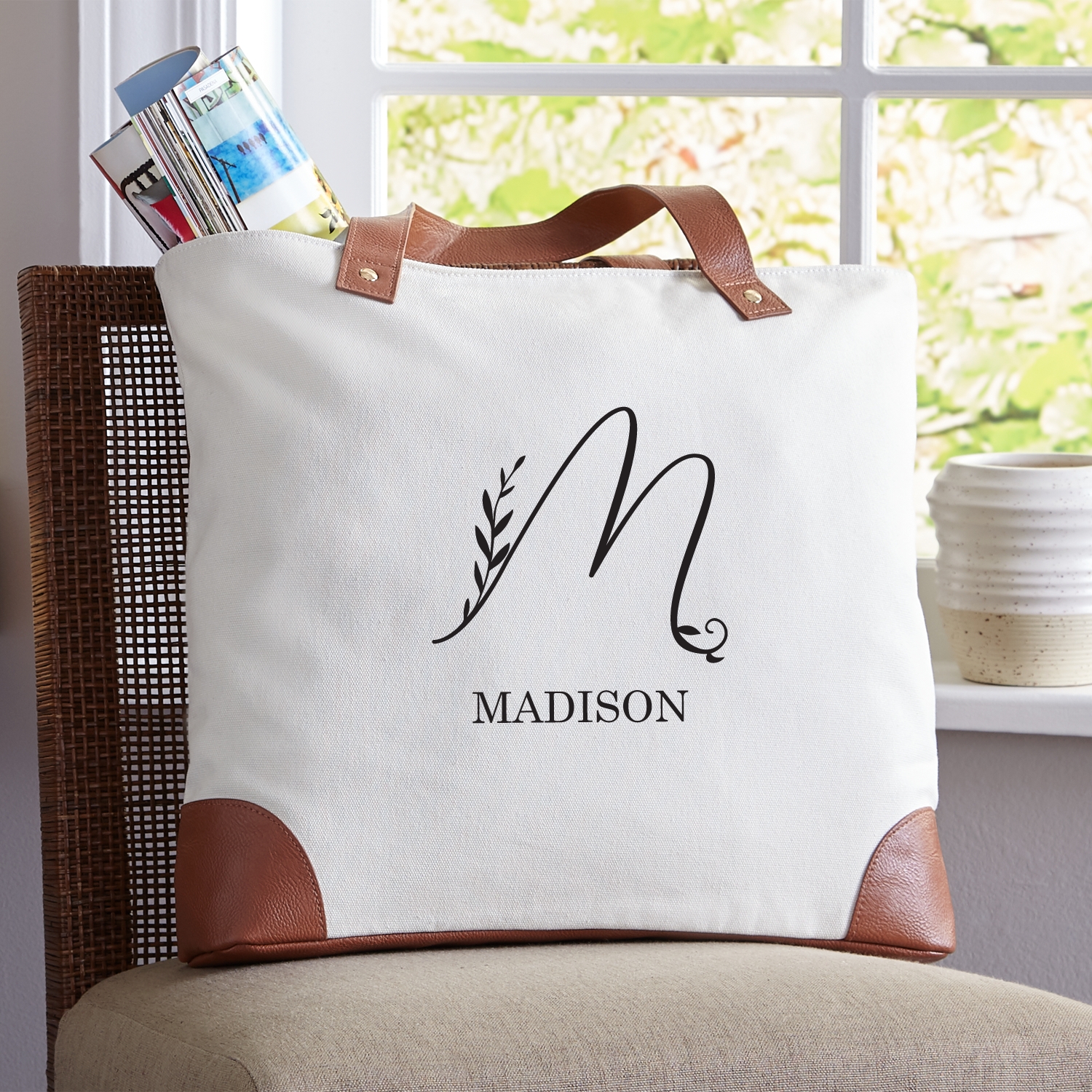 Initial & Name Personalized Canvas Tote Bags