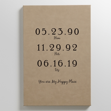Couple S Key Dates Leather Wall Art Taupe Personal Creations