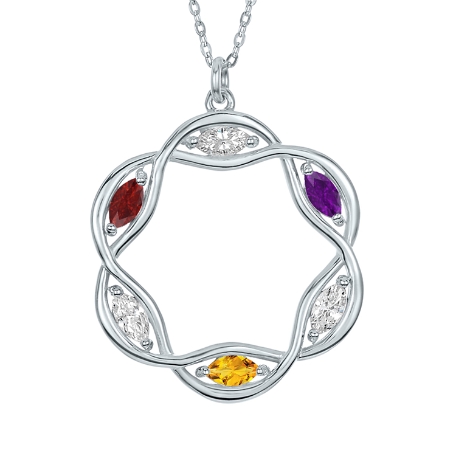 Our Family Wreath Birthstone Pendant - 3 Stones