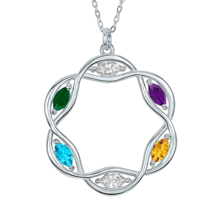 Our Family Wreath Birthstone Pendant - 4 Stones