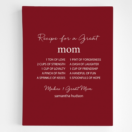 A Great Recipe Premium Canvas Wall Art - 18x24 - Burgundy
