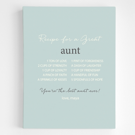 A Great Recipe Standard Canvas Wall Art - 18x24 - Light Blue