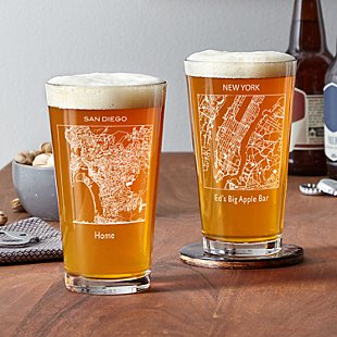 City Map Pint Beer Glass