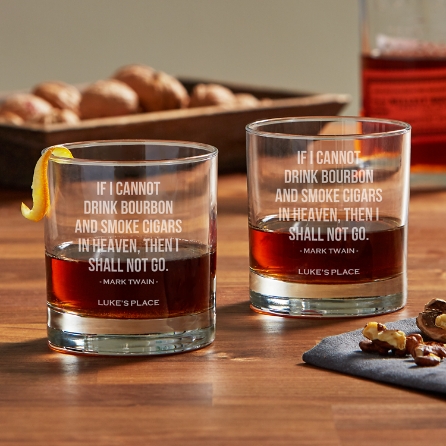Mark Twain Whiskey Quote Whiskey Lovers Glass Set - Mark Twain - Bourbon | Personal Creations