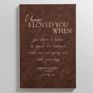 I Knew I Loved You When Leather Wall Art