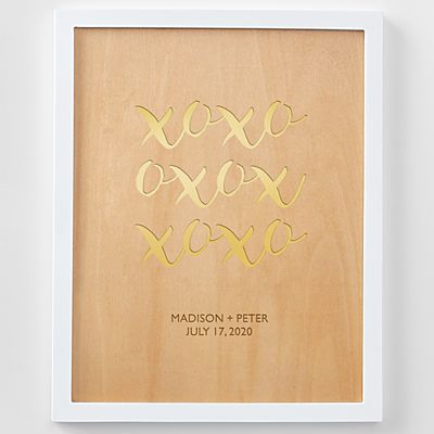 XOXO Engraved Wood Framed Art