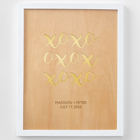 XOXO Engraved Wood Framed Art