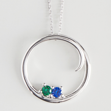 Customized Circle of Family Birthstone Necklace - 2 Stones
