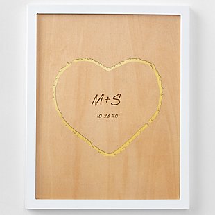 Carved Heart Engraved Wood Framed Art