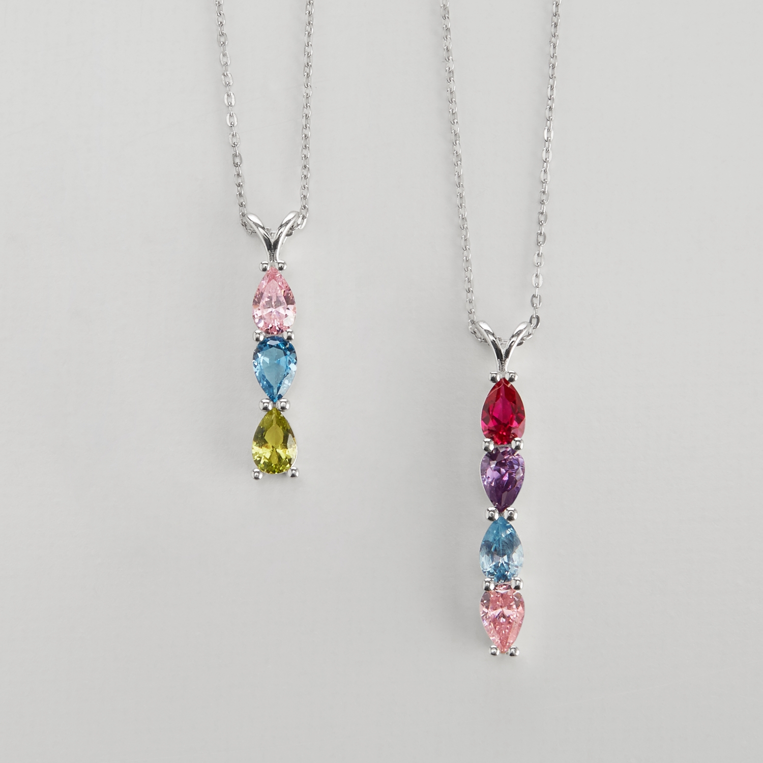 Family Birthstone Drop Necklace