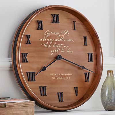 Grow Old with Me Wine Barrel Clock