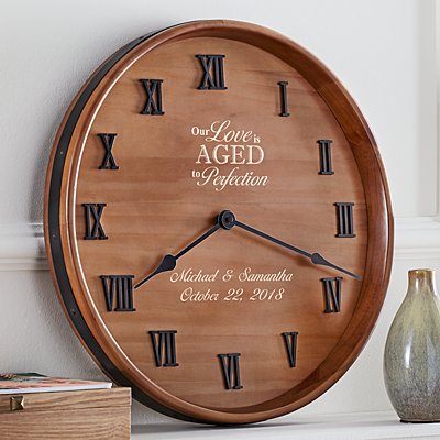 Anniversary Personalized Wine Cask Clock