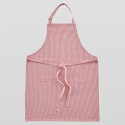 Classic Striped Kitchen Apron - Red/White