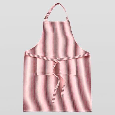 Classic Striped Kitchen Apron - Red/White