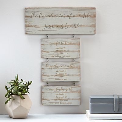 Our First Milestones Coordinates Wood Wall Art