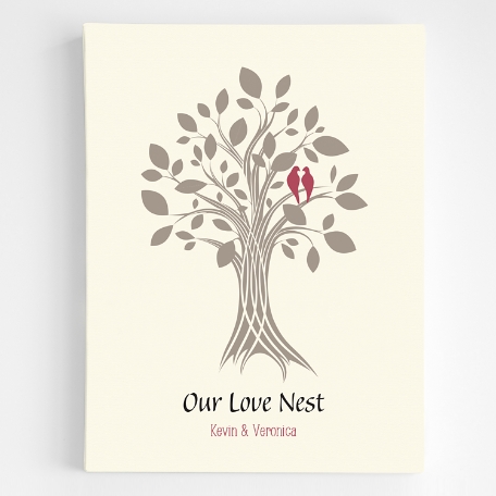 Family Tree Wall Art - 12x16 - Natural with Burgundy