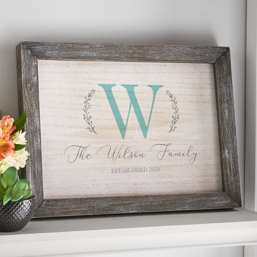 Initial and Name Barnwood Personalized Framed Artwork at Gifts.com