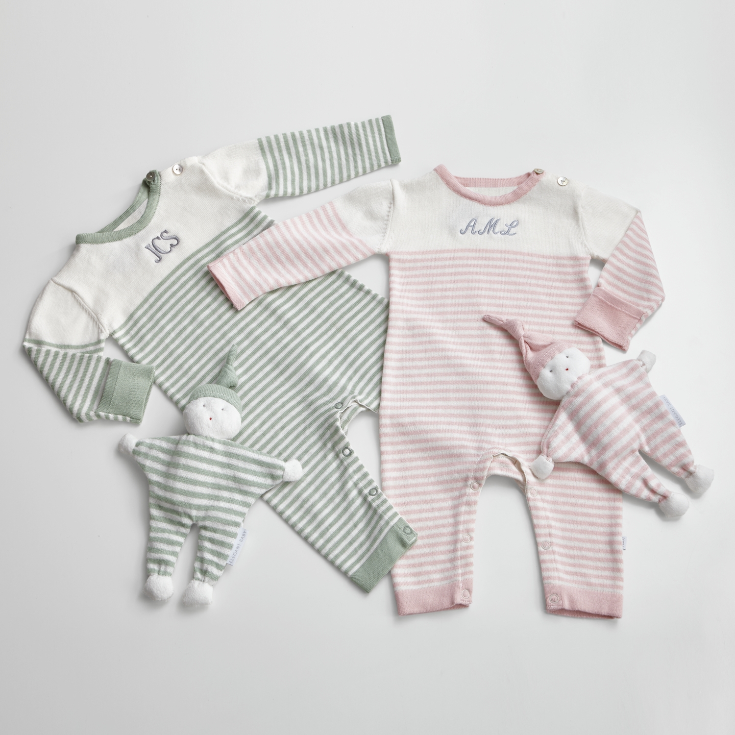 Newborn Striped Jumpsuit + Bobo Toy