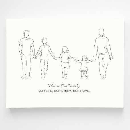 Family Silhouette Canvas Wall Art-5P-12x16
