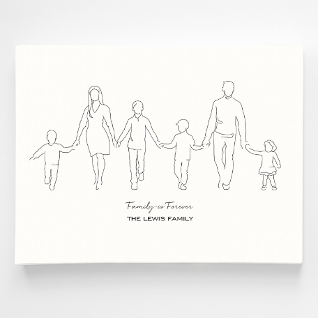 Family Silhouette Canvas Wall Art-6P-18x24