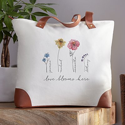 Family of Flowers Canvas Tote Bag
