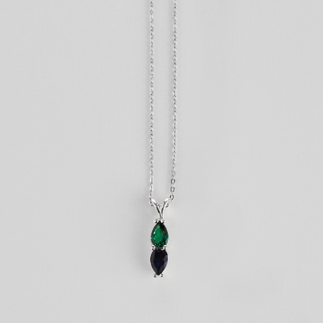 Family Birthstone Drop Necklace - 2 Stones