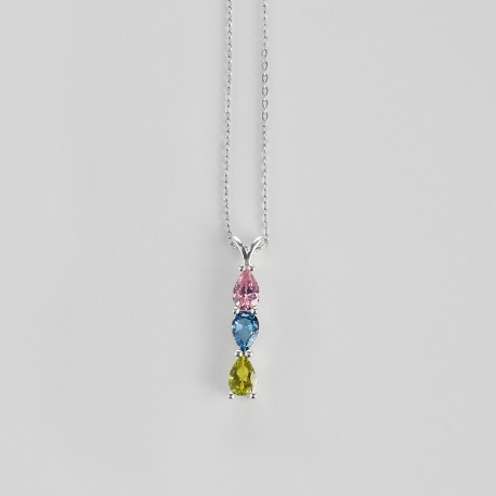 Family Birthstone Drop Necklace- 3 Stones