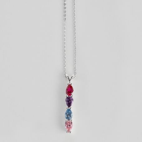 Family Birthstone Drop Necklace- 4 Stones