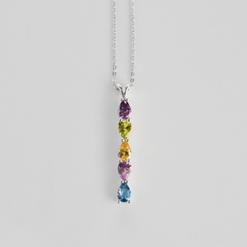Family Birthstone Drop Necklace - 5 Stones