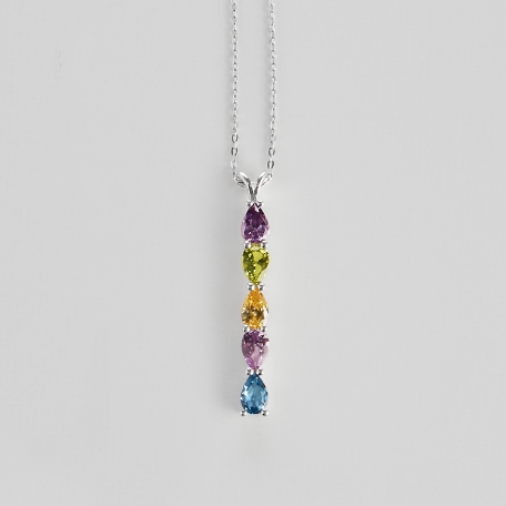 Family Birthstone Drop Necklace - 5 Stones