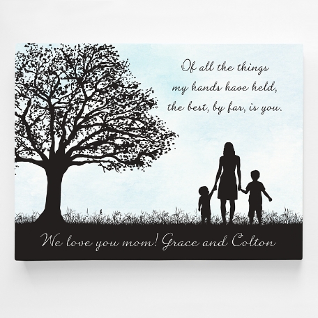 She Holds My Heart Premium Canvas - 12X16 - 2 Kids
