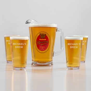 Bulldog Pitcher + Pint Beer Glass Set