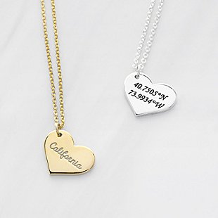 A Moment in Time Coordinates Heart Pendant