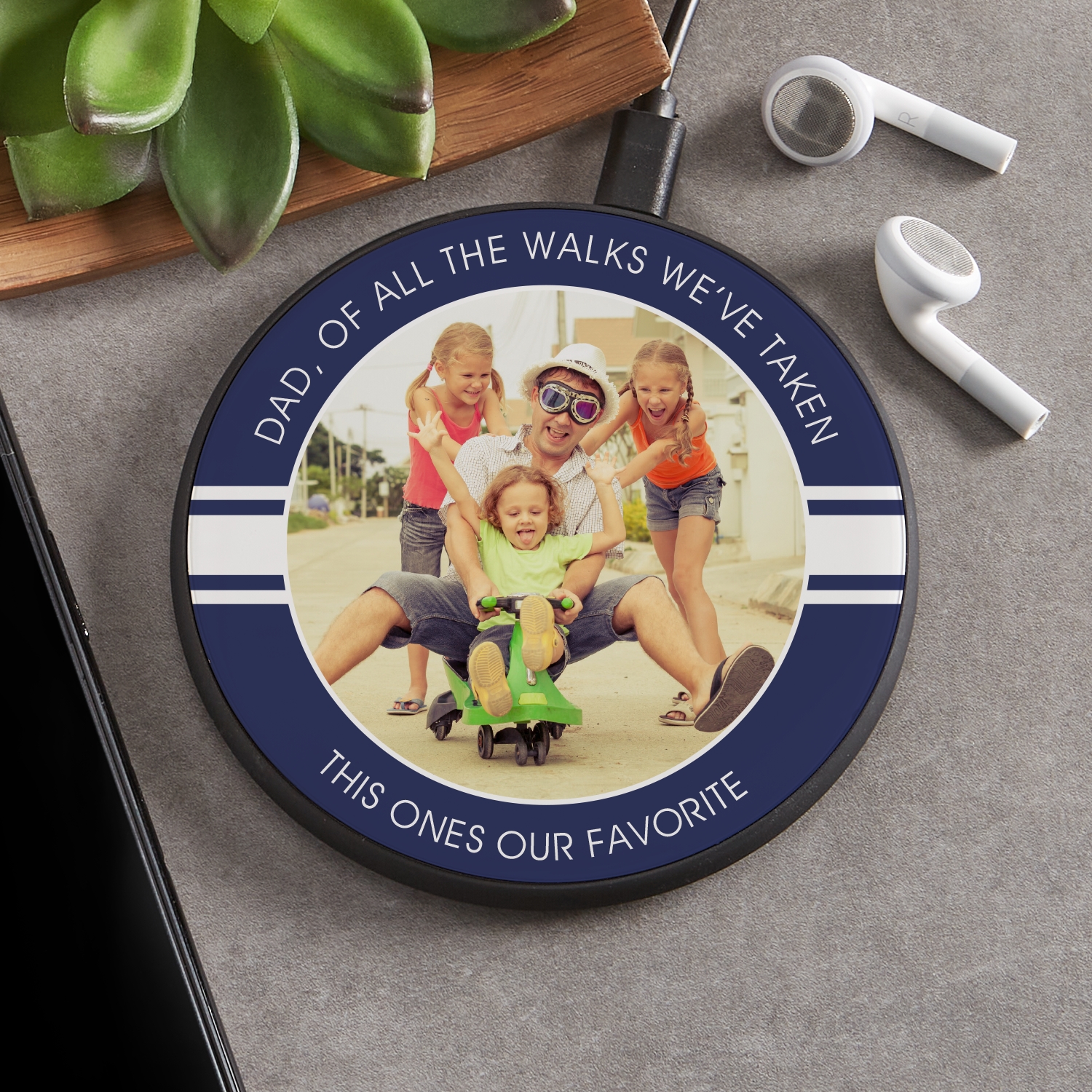 Custom Photo Wireless Charger with Message